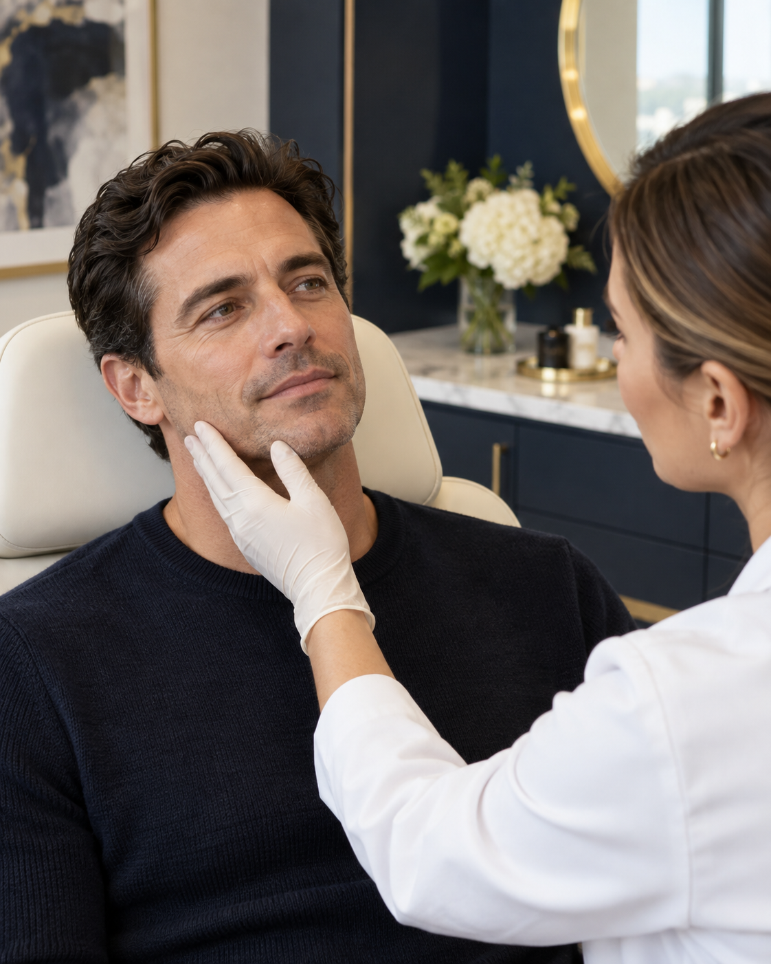 Man discussing an aesthetic treatment plan