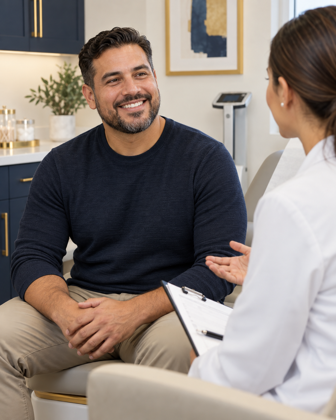 Man at a medical weight management consultation